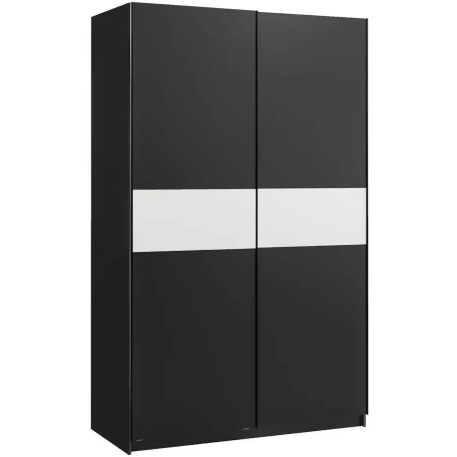 Schuifdeurkast Genua - antraciet/wit - 204x122x60 cm