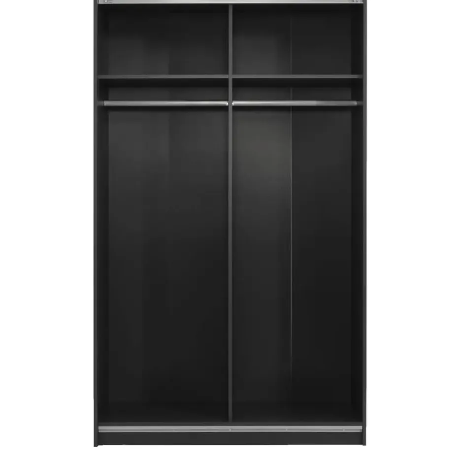 Schuifdeurkast Genua - antraciet/wit - 204x122x60 cm
