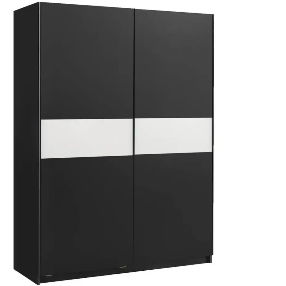Schuifdeurkast Genua - antraciet/wit - 204x150x60 cm