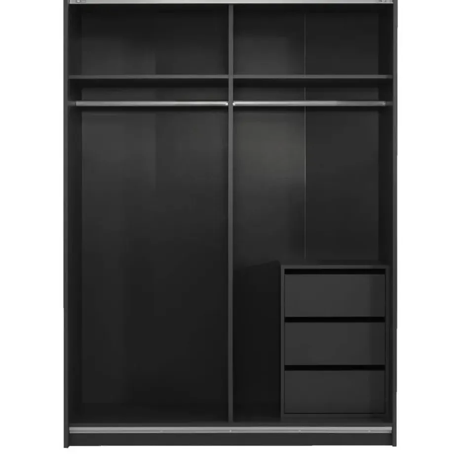 Schuifdeurkast Genua - antraciet/wit - 204x150x60 cm
