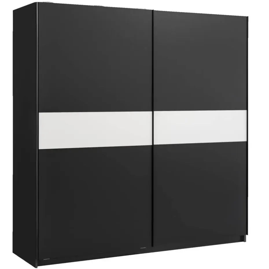 Schuifdeurkast Genua - antraciet/wit - 204x200x60 cm