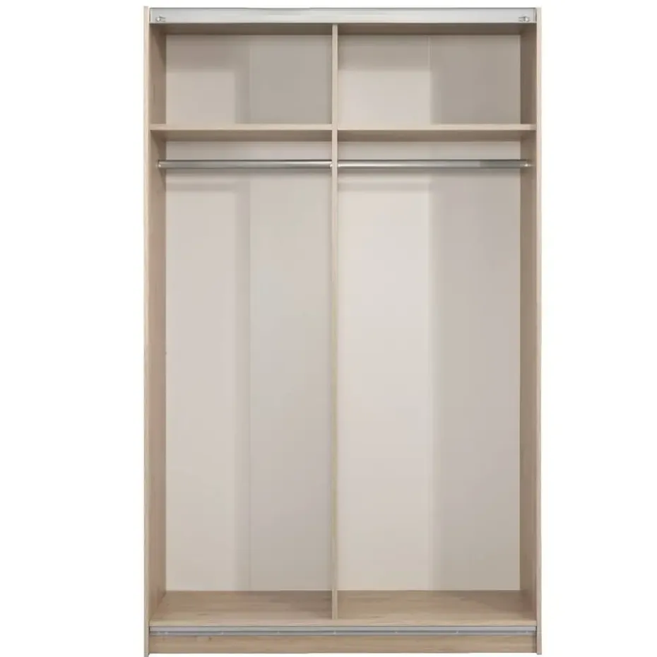 Schuifdeurkast Genua - eikenkleur/wit - 204x122x60 cm