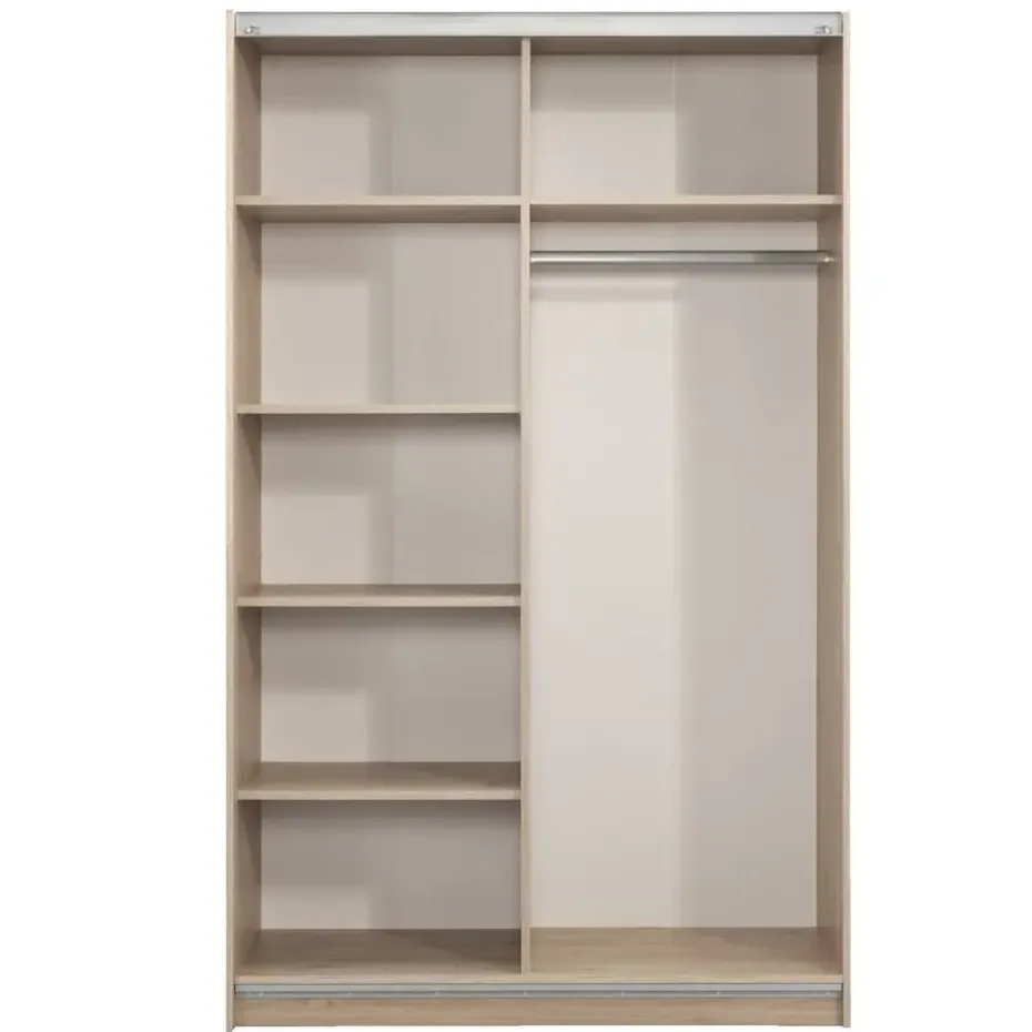 Schuifdeurkast Genua - eikenkleur/wit - 204x122x60 cm