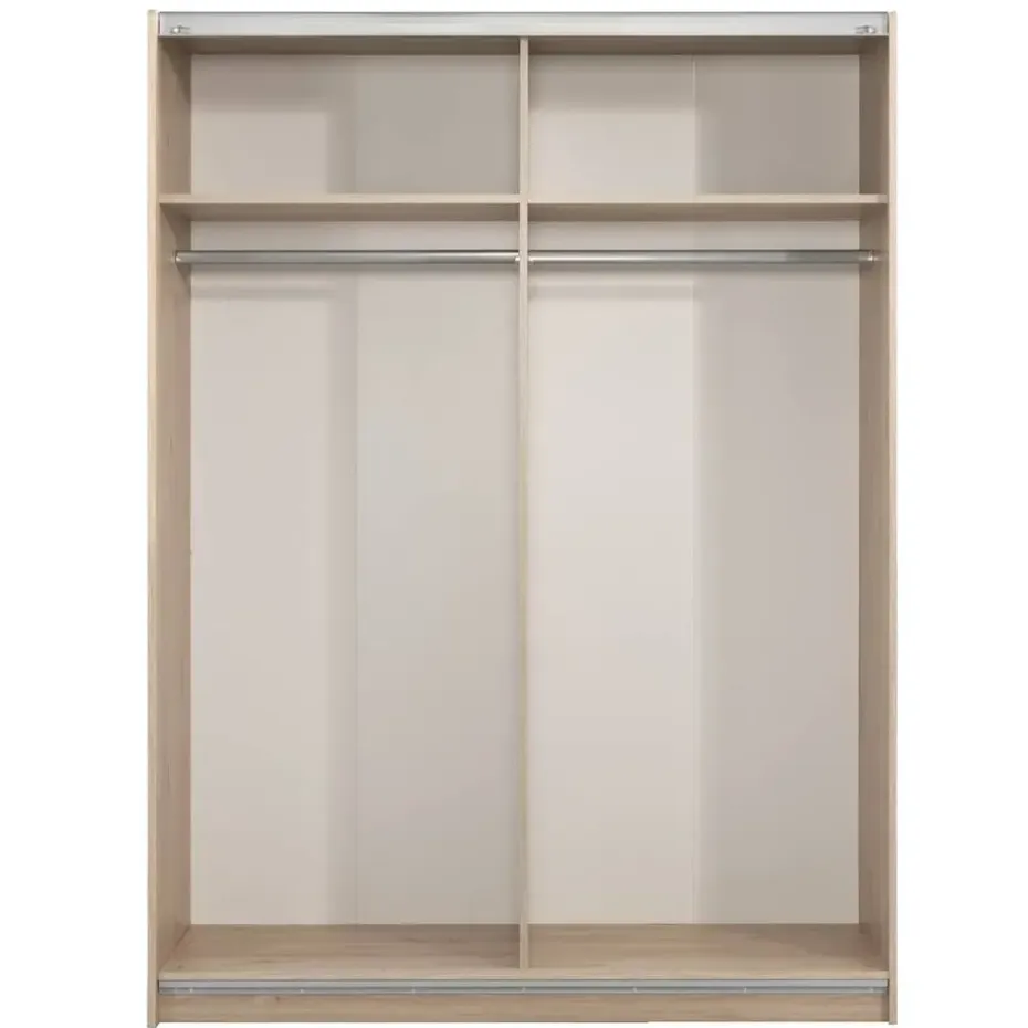 Schuifdeurkast Genua - eikenkleur/wit - 204x150x60 cm