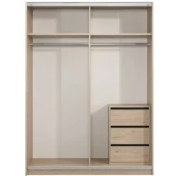Schuifdeurkast Genua - eikenkleur/wit - 204x150x60 cm