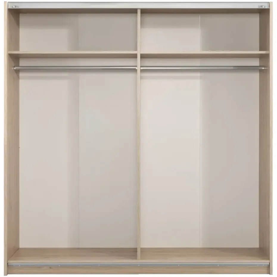 Schuifdeurkast Genua - eikenkleur/wit - 204x200x60 cm