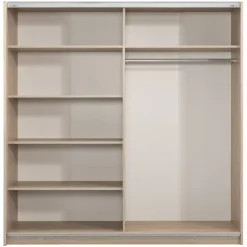 Schuifdeurkast Genua - eikenkleur/wit - 204x200x60 cm