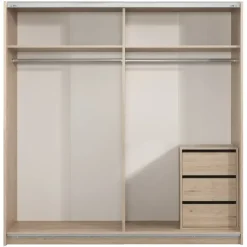 Schuifdeurkast Genua - eikenkleur/wit - 204x200x60 cm