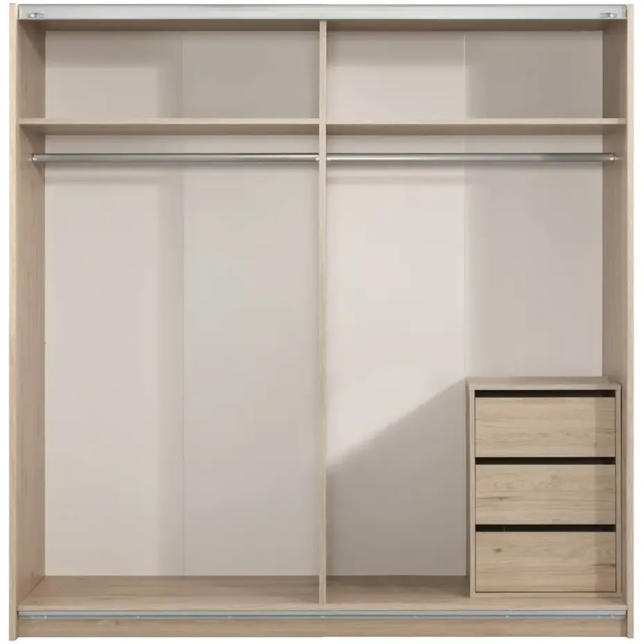 Schuifdeurkast Genua - eikenkleur/wit - 204x200x60 cm