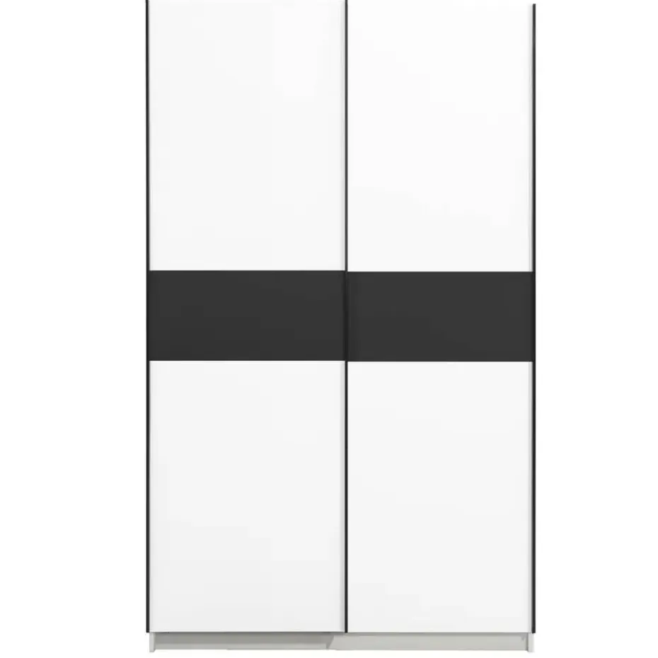 Schuifdeurkast Genua - wit/antraciet - 204x122x60 cm