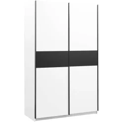 Schuifdeurkast Genua - wit/antraciet - 204x122x60 cm