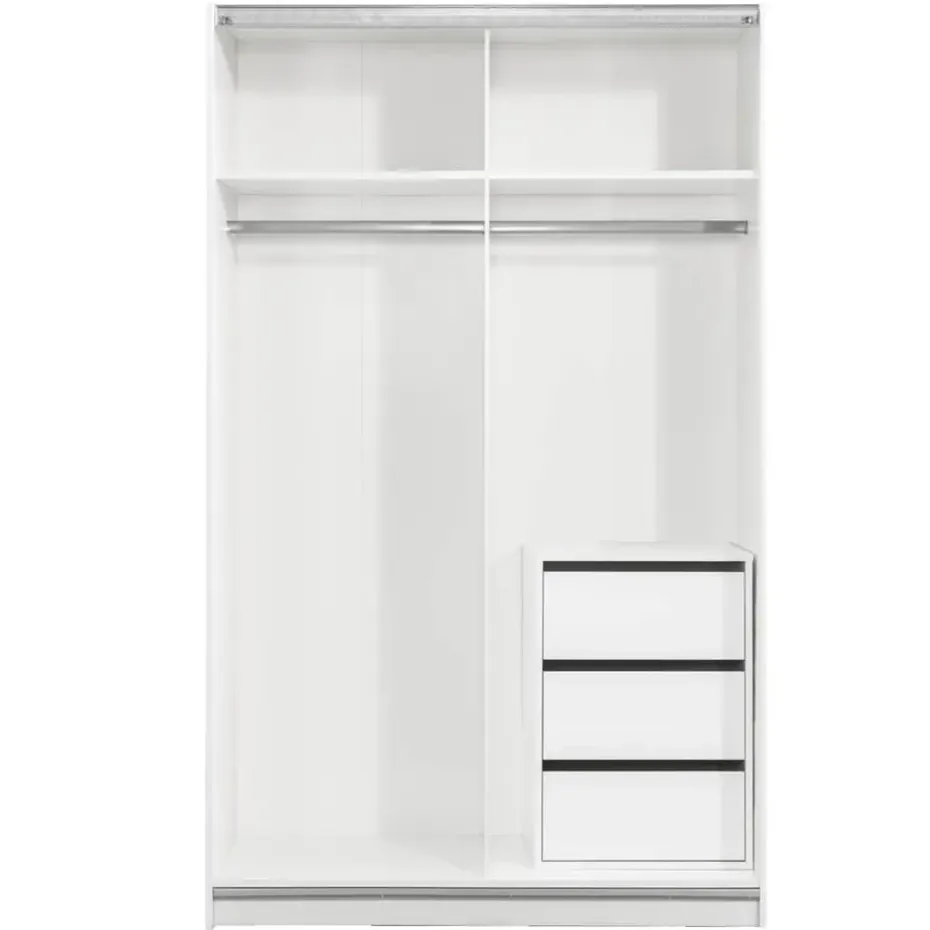 Schuifdeurkast Genua - wit/antraciet - 204x122x60 cm