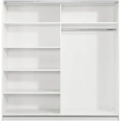 Schuifdeurkast Genua - wit/eikenkleur - 204x200x60 cm