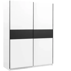 Schuifdeurkast Genua - wit/antraciet - 204x150x60 cm
