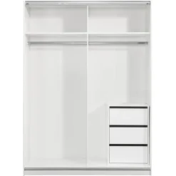 Schuifdeurkast Genua - wit - 204x150x60 cm