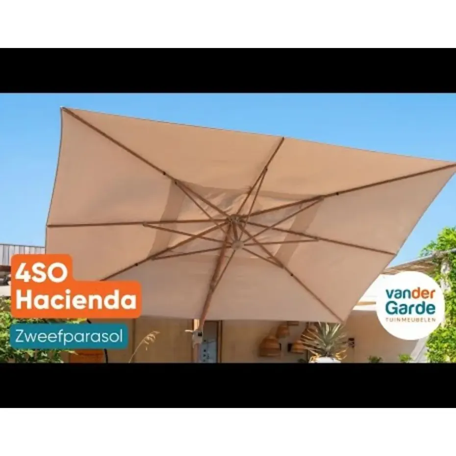 4-Seasons Hacienda zweefparasol 300 x 400 cm. - Woodlook/Sand