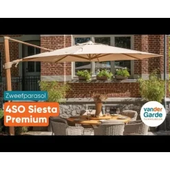 4-Seasons Siesta Premium - zweefparasol 350 cm. - Woodlook/Charcoal
