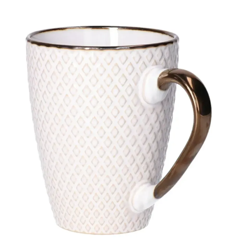 Secret de Gourmet Koffiemok Harlekijn - 1x - Keramiek - wit/goud