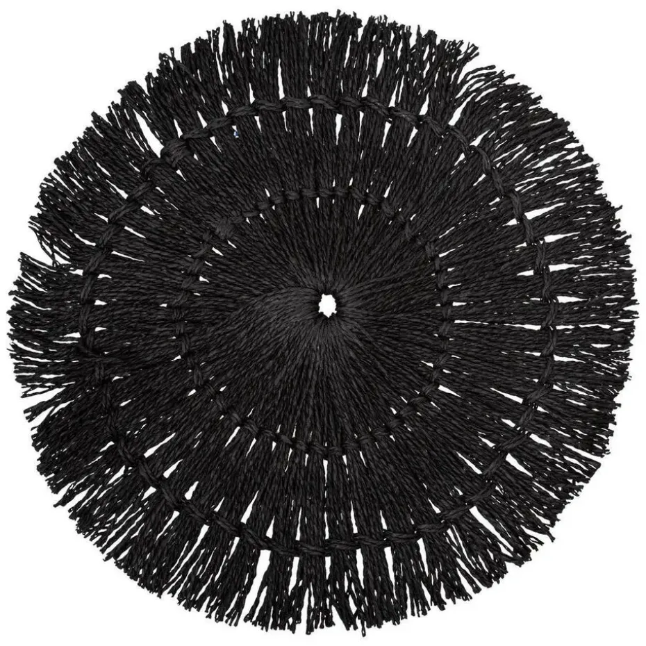Secret de Gourmet Placemat - raffia zwart - rond - 38 cm