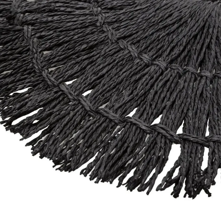 Secret de Gourmet Placemat - raffia zwart - rond - 38 cm
