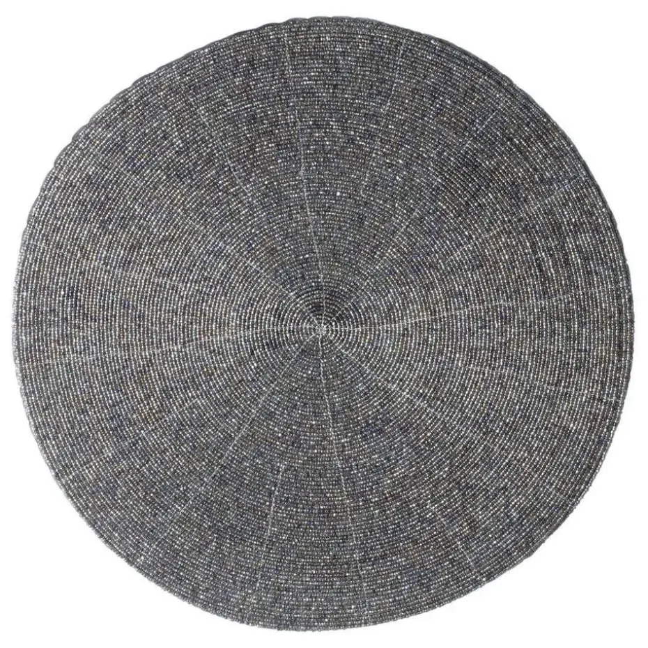 Secret de Gourmet Placemat - rond - kralen - grijs - 35 cm