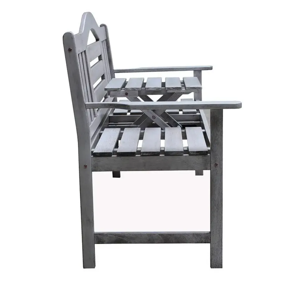 SenS-Line Nevada tuinbank met uitklapbaar tafeltje - Grijs - 150 cm - Meranti h