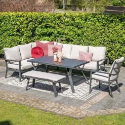 Sergio lounge-diningset - 3-delig - links - carbon black - desert sand