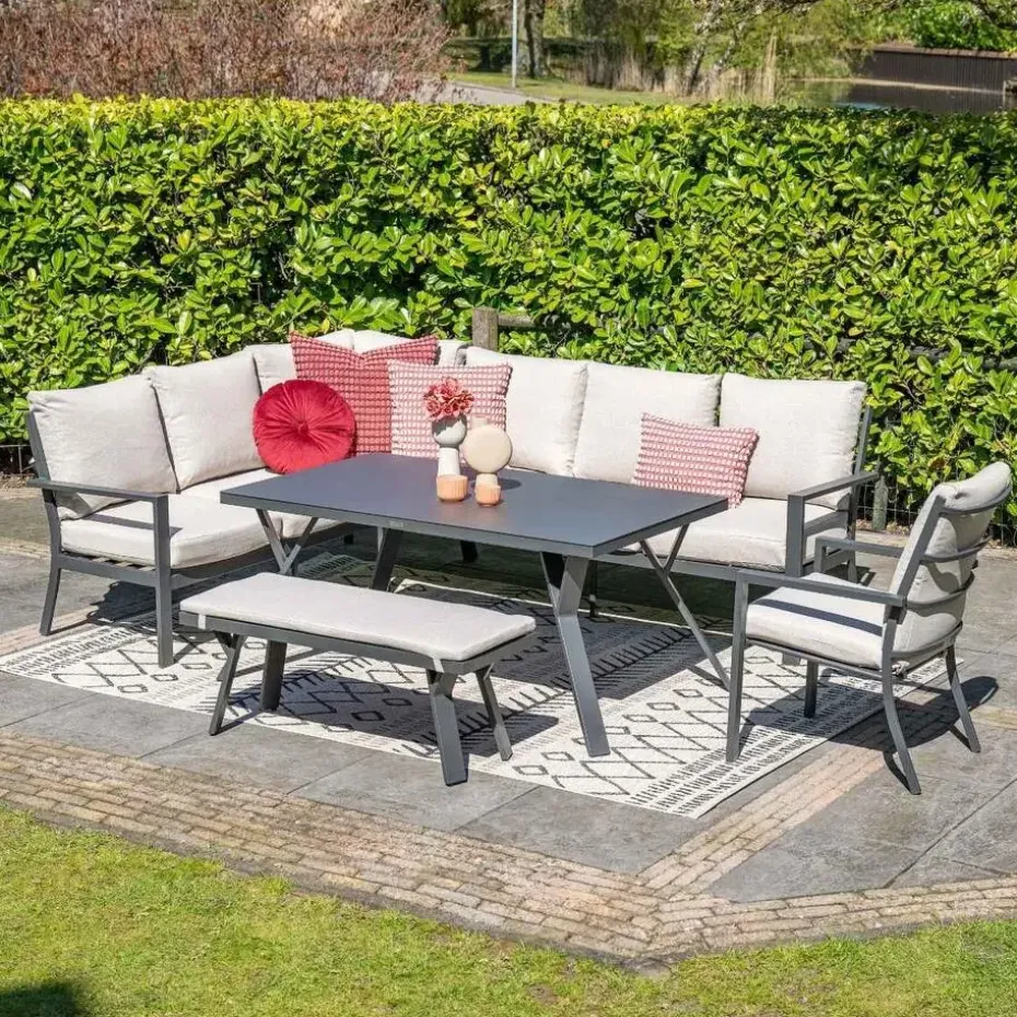 Sergio lounge-diningset - 3-delig - links - carbon black - desert sand