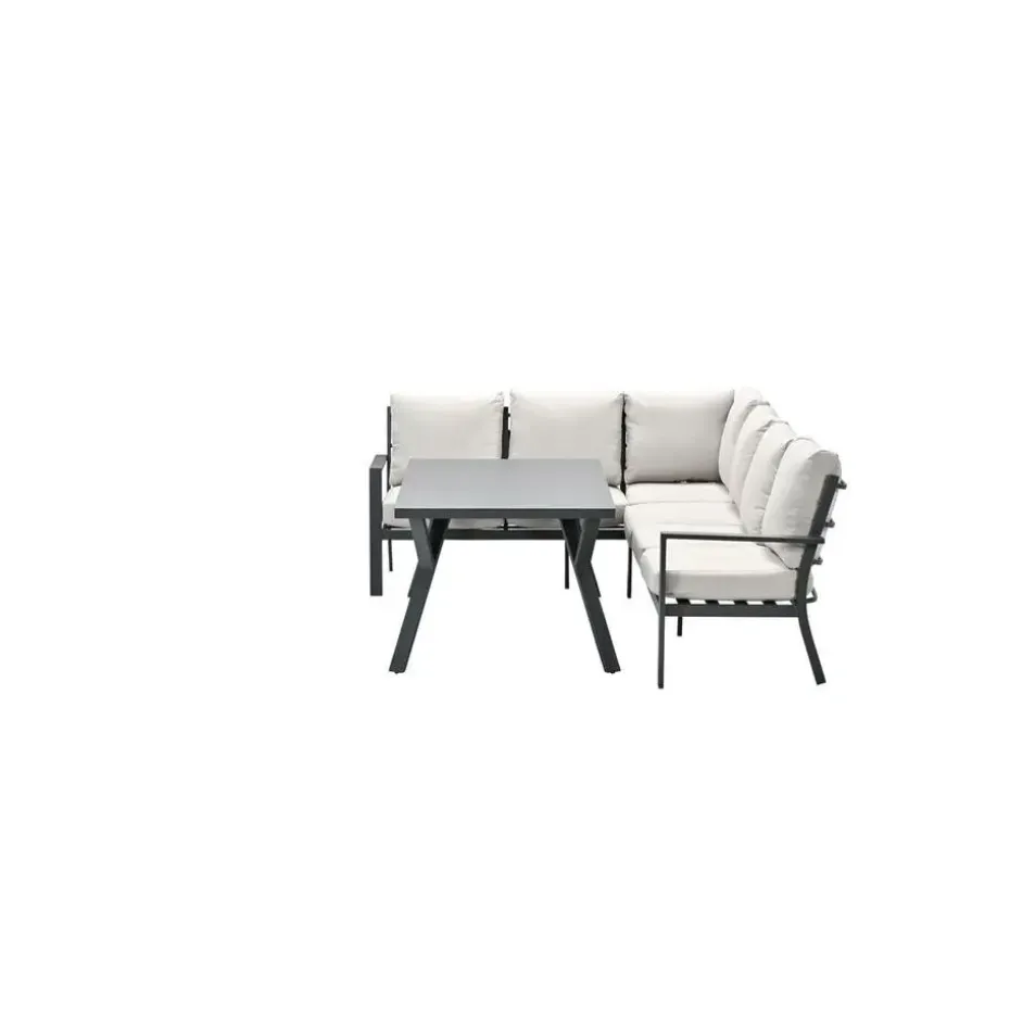 Sergio lounge-diningset - 3-delig - links - carbon black - desert sand