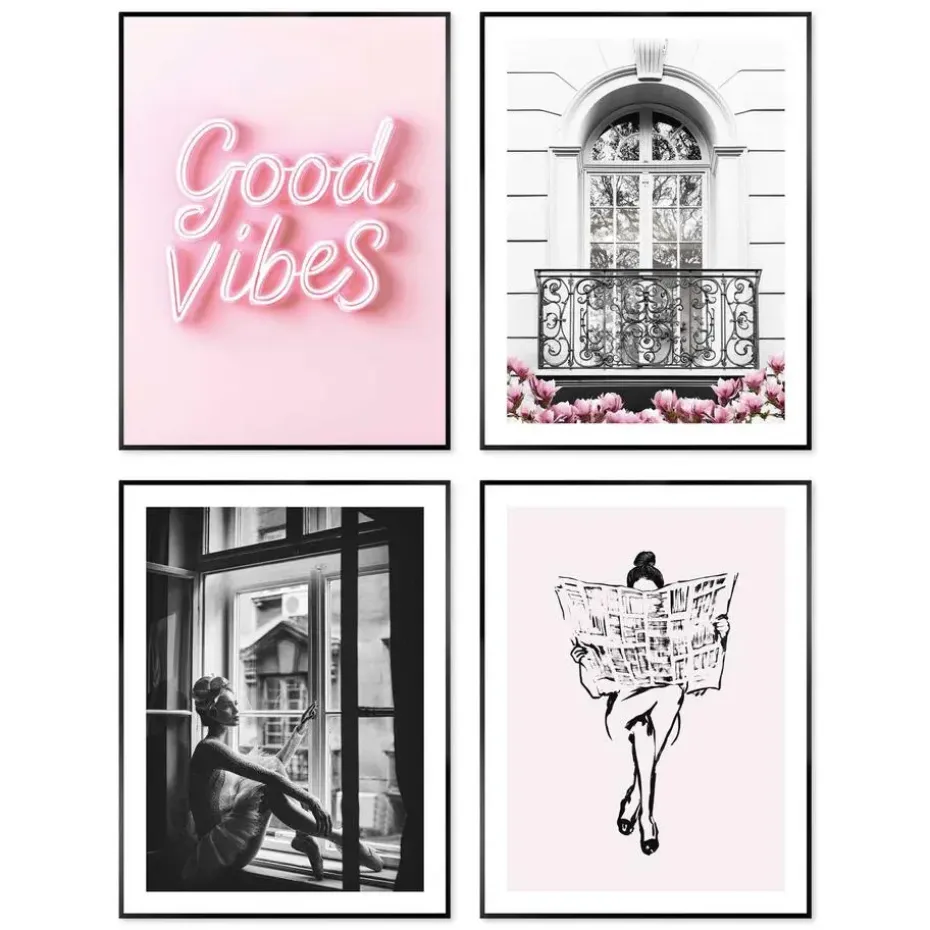 Set poster met lijst - Good Vibes
