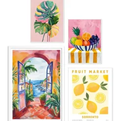 Set poster met lijst - Zomer in huis