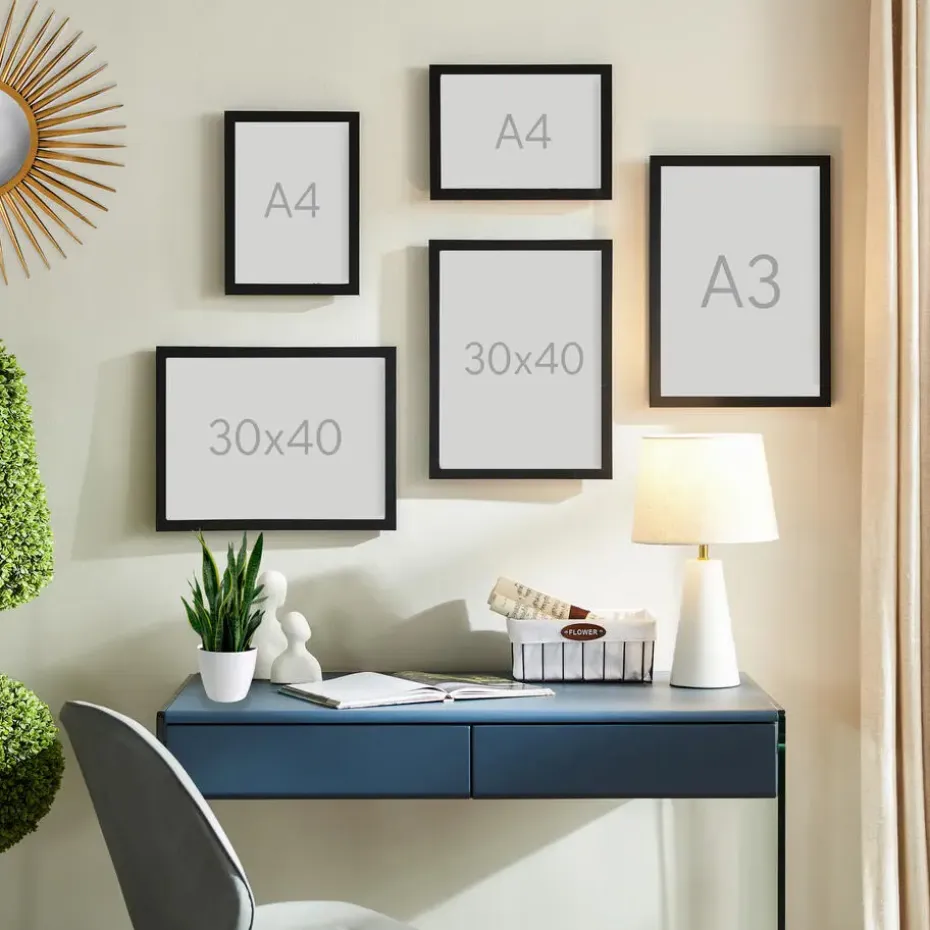 Set van 2 Fotokaders - A4 formaat - Foto Lijsten in MDF Hout - Zwart