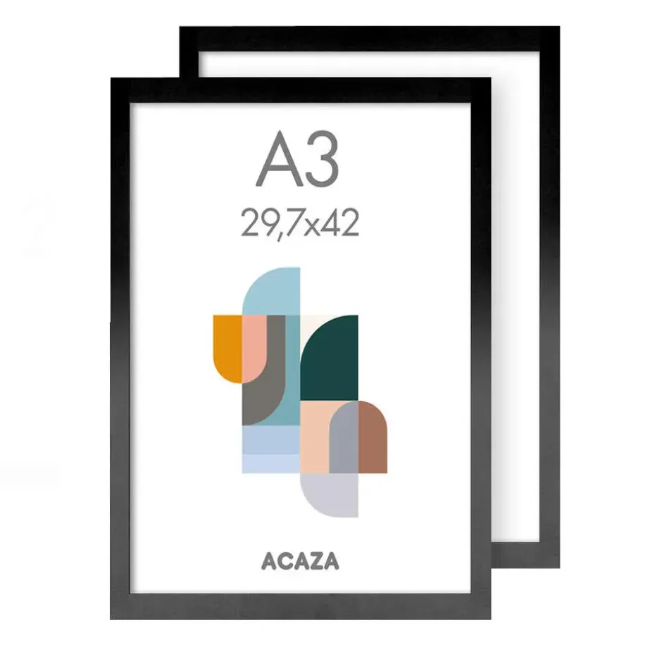 Set van 2 Fotokaders - A3 formaat - Foto Lijsten in MDF Hout - Zwart
