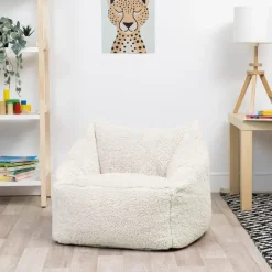 Set van 2 icon Kindersitzakken Teddybeer - Fleece Zitzak - Crème