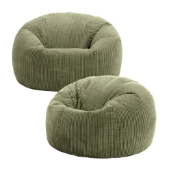 Set van 2 icon Zitzak Kingston - Corduroy Zitzak Volwassenen - Saliegroen