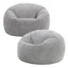 Set van 2 icon Zitzak Kingston - Corduroy Zitzak Volwassenen - Grijs