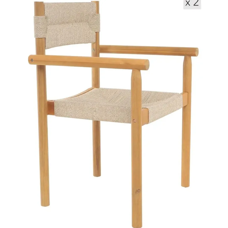 Set van 2 tuinstoelen van massief acaciahout