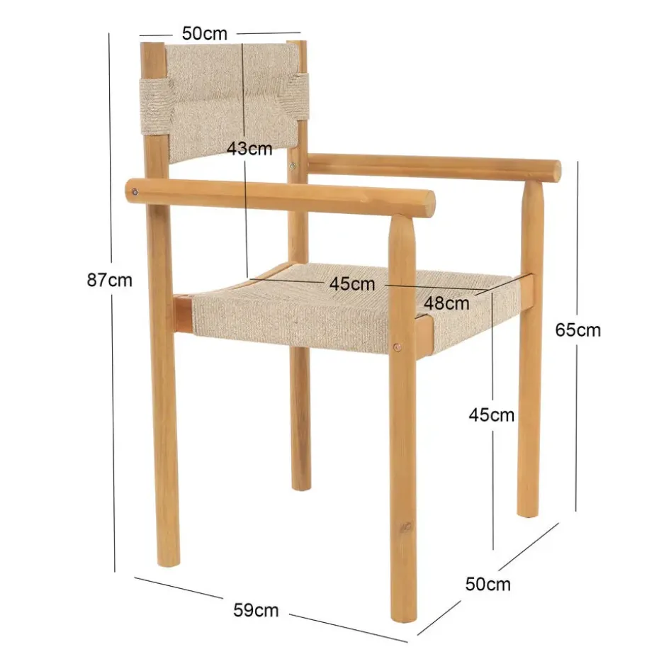 Set van 2 tuinstoelen van massief acaciahout