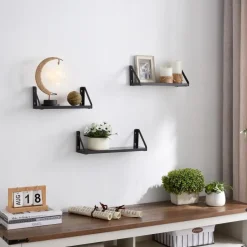 Set van 3 Wandplanken, Zwevende Boeken Planken, 30, 35 en 40 cm lang, Zwart