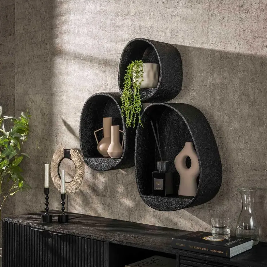 Set van 3 wandschappen Licorice-liquid metal