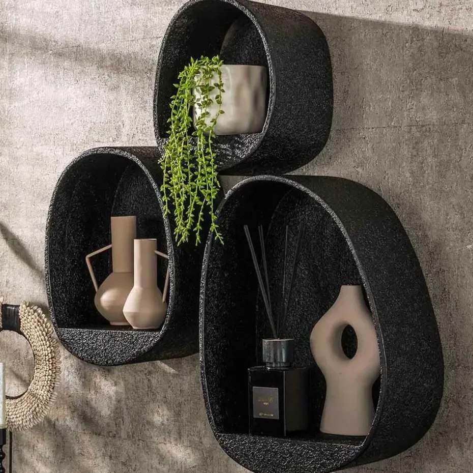Set van 3 wandschappen Licorice-liquid metal