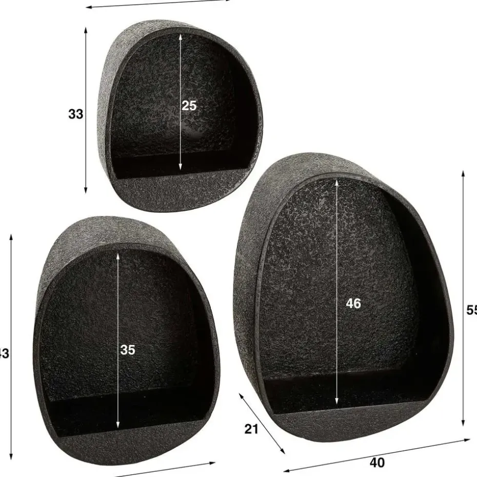 Set van 3 wandschappen Licorice-liquid metal