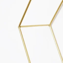 Set van 3 zeshoekige metalen wandrekjes met houten plankje - Goud