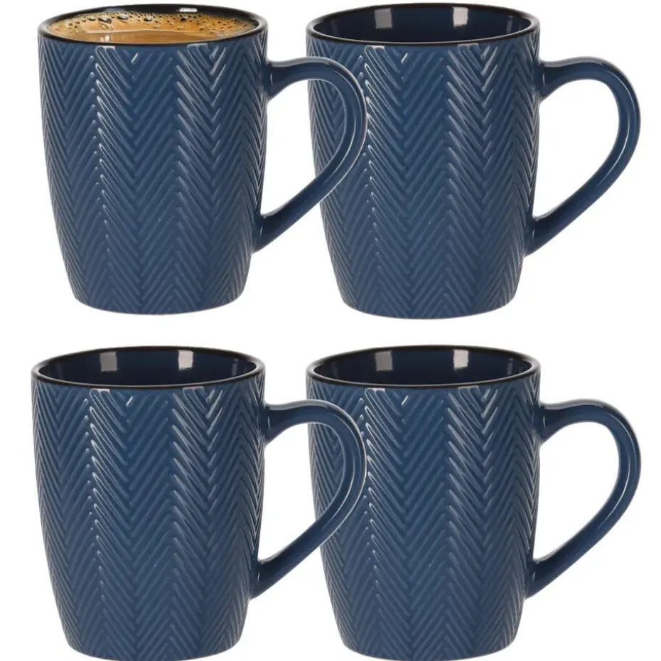 Siaki Koffiemok/theemok - Fishbone - blauw - 370 ml