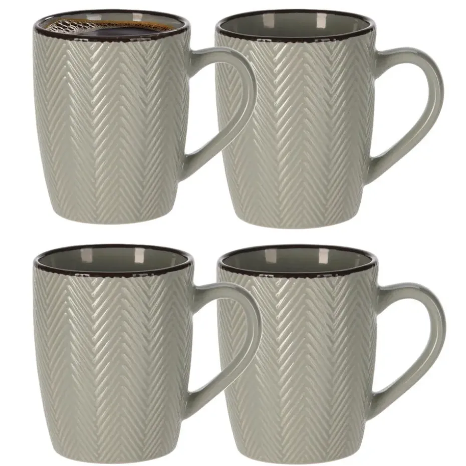 Siaki Koffiemok/theemok - Fishbone - lichtgrijs - 370 ml