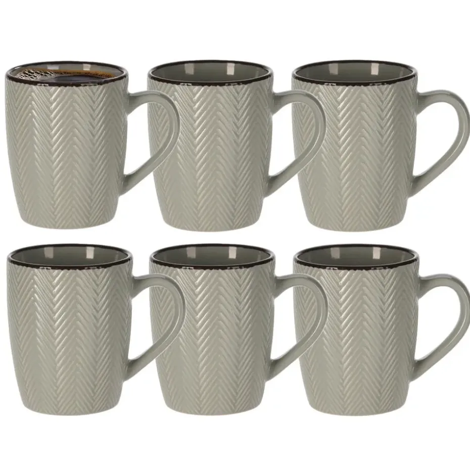Siaki Koffiemok/theemok - Fishbone - lichtgrijs - 370 ml