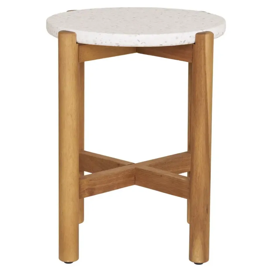 Sidetable Acacia Naturel/Wit - 37x37x46cm - Terracina