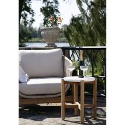 Sidetable Acacia Naturel/Wit - 37x37x46cm - Terracina