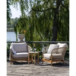 Sidetable Acacia Naturel/Wit - 37x37x46cm - Terracina