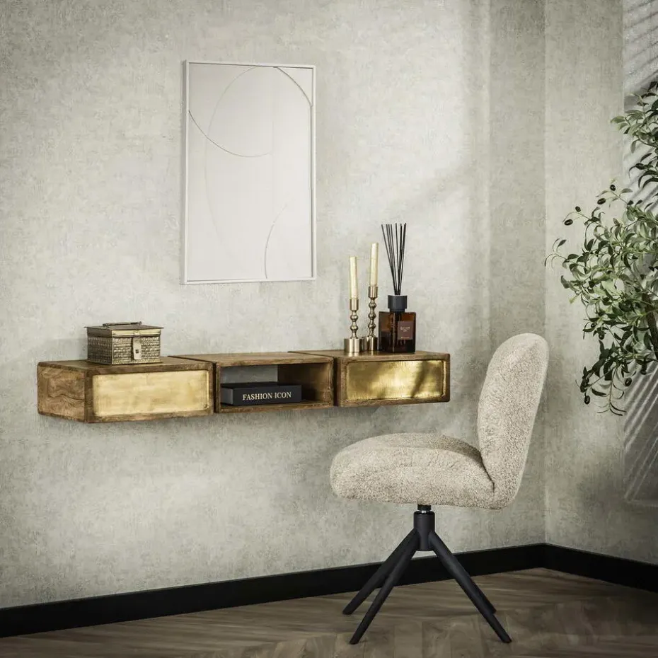 Sidetable Mangohout - 123x30x15cm - Brass